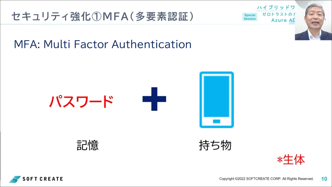 ポイント3：セキュリティ機能〜 MFA（多要素認証）、特権管理