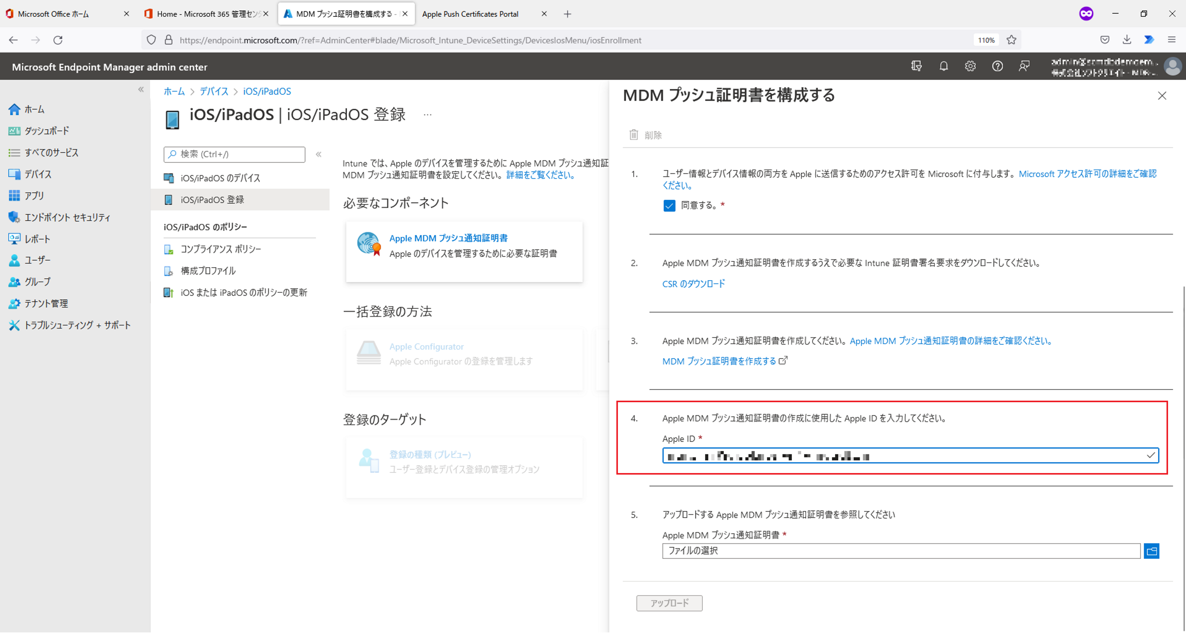 Apple ID を入力