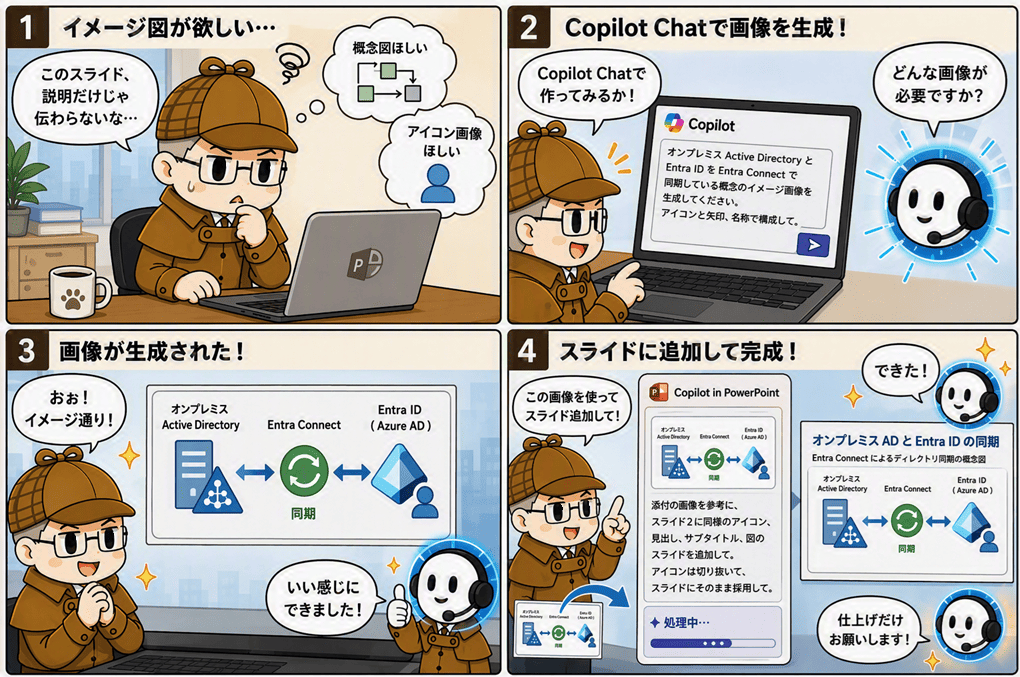 Copilot Chat で作った画像を、Copilot in PowerPoint でそのままスライドに載せてみよう
