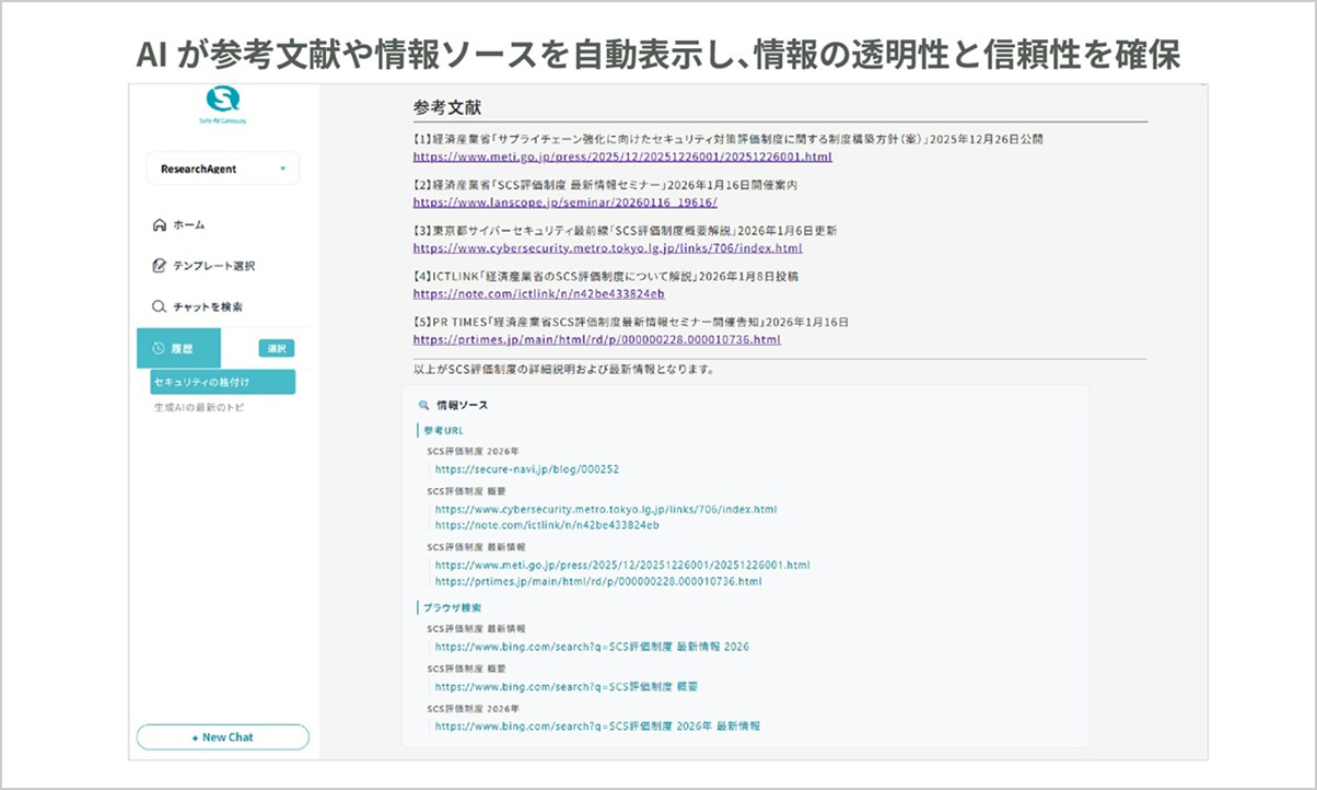 参考文献や情報ソースを自動表示